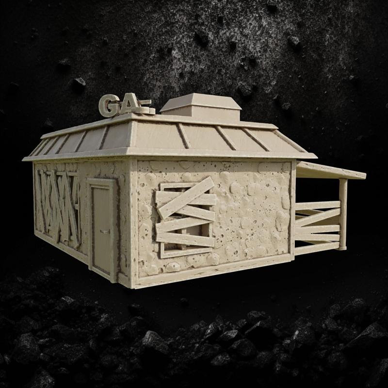 Wasteland Ruined Gas Station Set