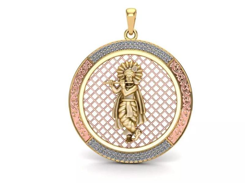 The God Krishana Gold Pendant - 01