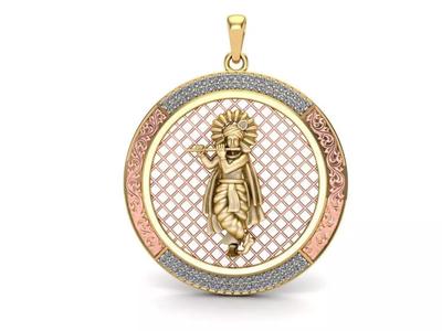 The God Krishana Gold Pendant - 01