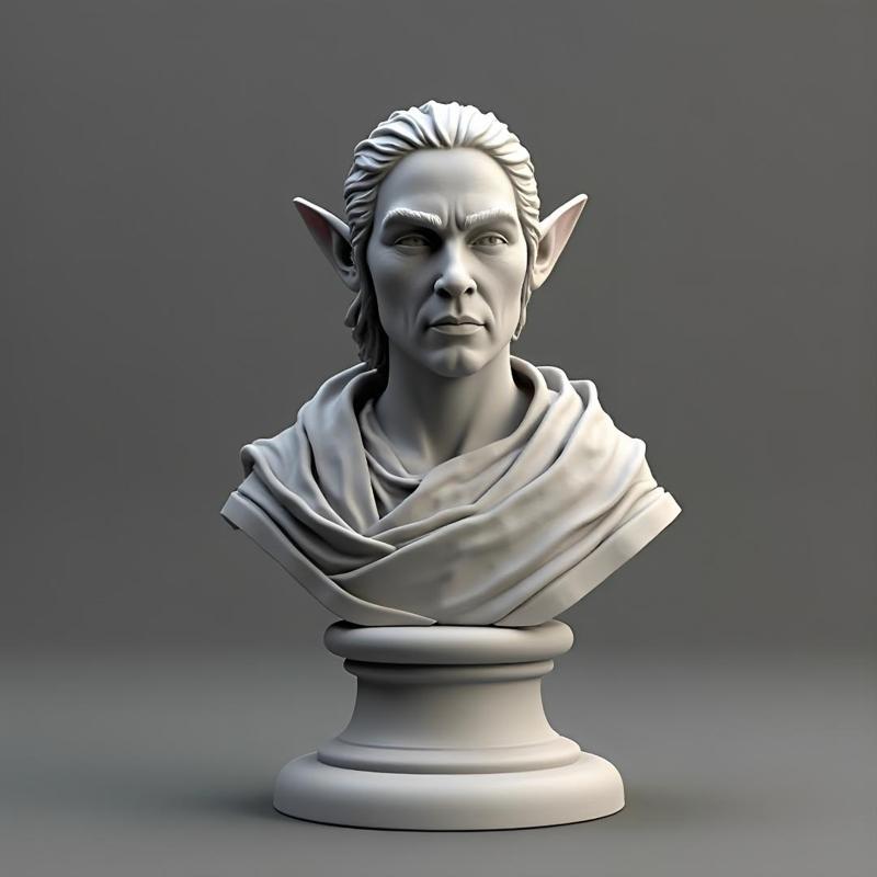 100mm Fantasy Elf Bust: Detailed 3D Printable Portrait
