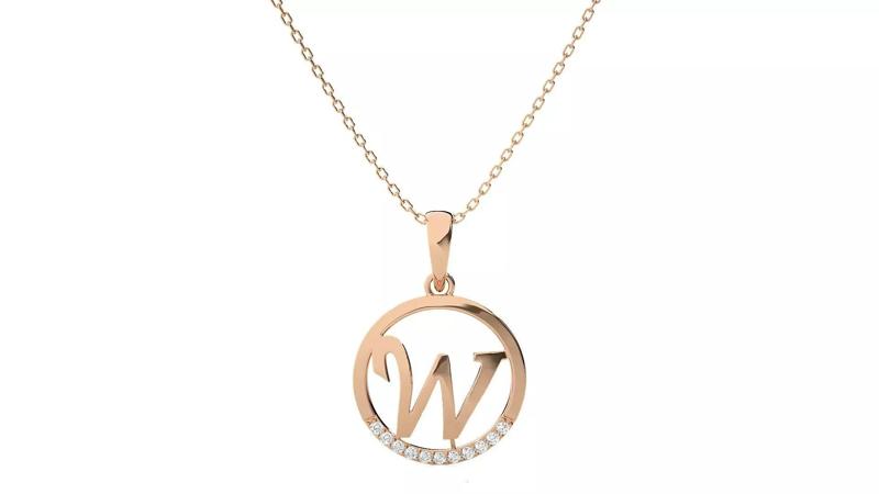 Letter Alphabet-W pendant 3dm render detail