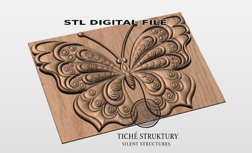 Butterfly – Ornamental Relief – 3D STL Model