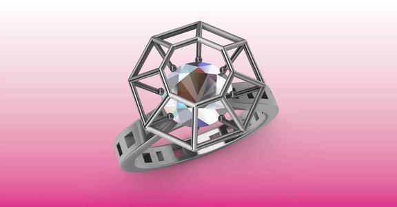 Modern dimaond cage set ring stl verified