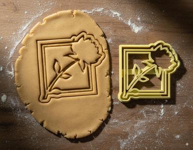 Rose Square Cookie Cutter 3D Print Model