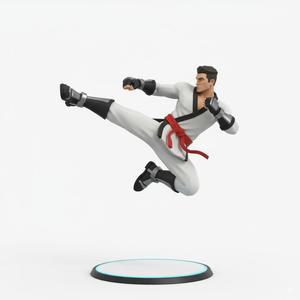 Dynamic Martial Artist Hero Figure for 3D Printing - Action Pose Collectible Sculpture