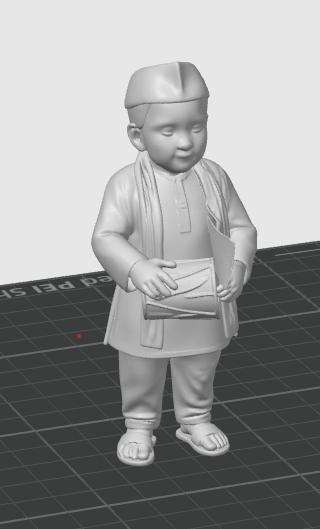 Child Warkari with Dholki – Bhakta Figurine