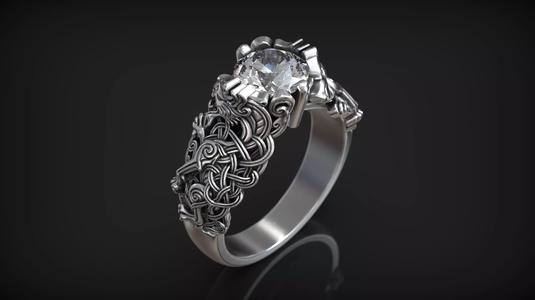 Nordic Pattern Celtic Ornament Viking Engagement Ring