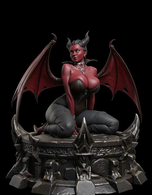 Hot demon girl on her knees 3D model for printing-Hot demon girl on her knees 3D model for printing