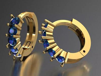 Sapphire Crescent Hoops