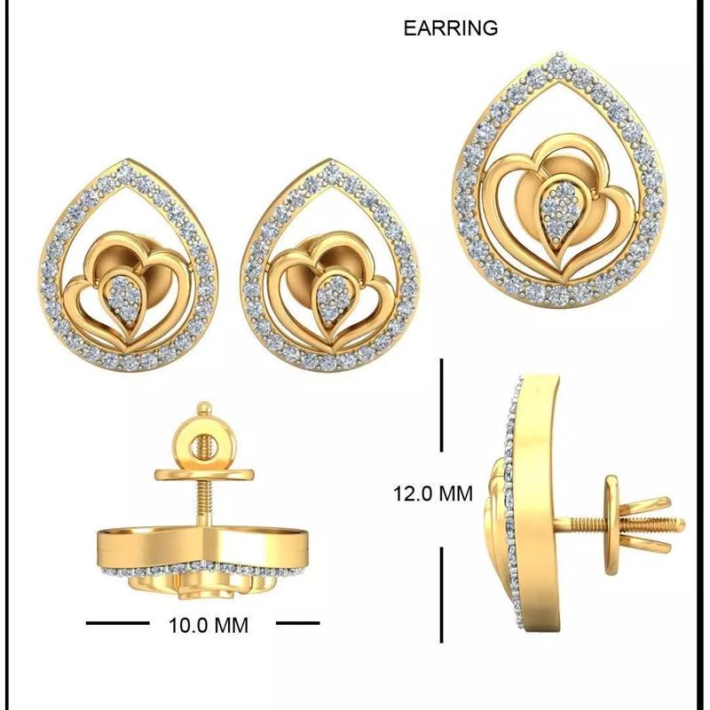 Solitaire Earrings 3DM STL OBJ FBX Render Details