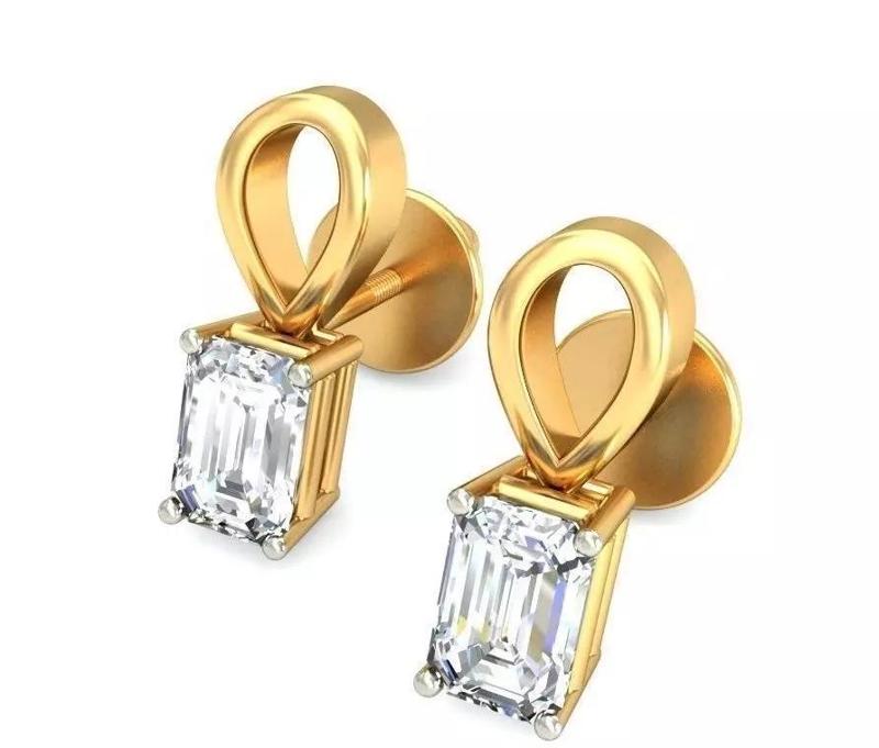 Solitaire Emerald Diamond Earrings 3Dm STL OBJ Render Details
