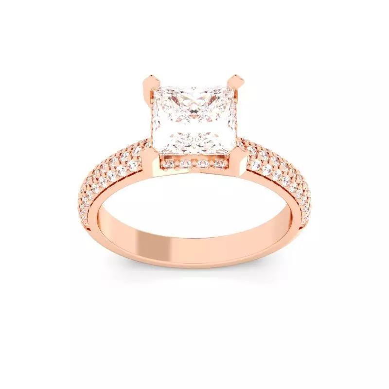 Princess Cut Hidden Halo Engagement Ring
