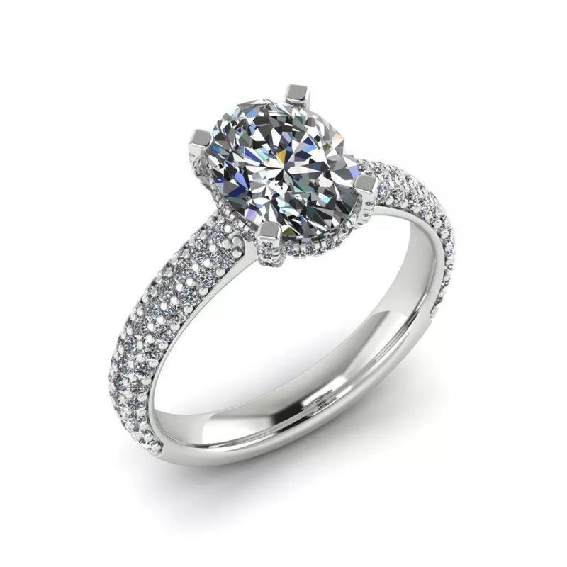 PAV-ER-OV-821 oval diamond engagement ring with pave set diam...