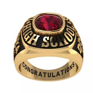 Personalized Class Ring  17- Cushion Square Stone Top Size 7
