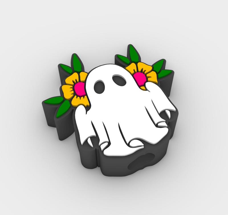 Straw Topperghost with flowers and sunflowers - halloween Fits Standard & Stanley Straws | STL, 3MF pre-painted