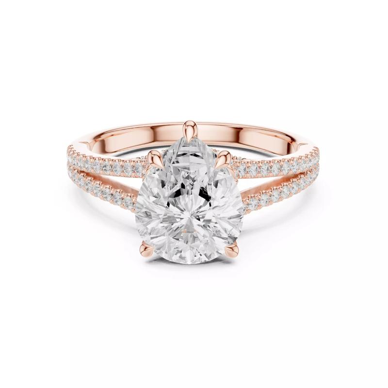 Pear Cut Crossover Hidden Halo Diamond Woman Ring 3DM STL Video