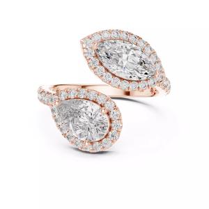 Pear and Marquise Cut Bypass Halo Wedding Ring 3DM STL Video