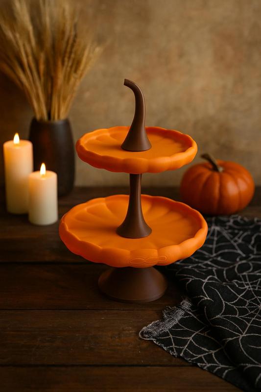 Pumpkin Layered Tray – Two-Tier Halloween Dessert Stand