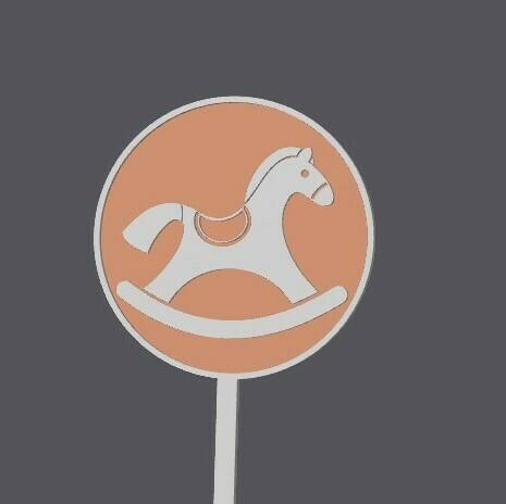 Baby Shower Cupcake Topper - rocking horse