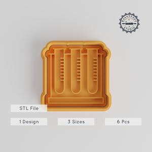 Test Tubes Shape Cutter & Stamp Set, 6 Piece Bundle, S/M/L Sizes, Perfect for Cookies, Fondant, Chemistry Education, Lab Tools