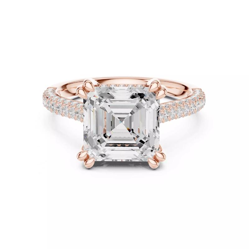 Asscher Cut Diamond Three Side Diamond Shank Ring 3DM STL Video