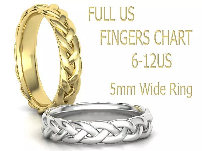 Braided Wedding Band Ring 5mm wide ALL US SIZES CHART 3dmodel