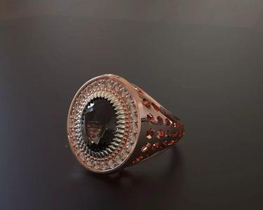 Black Oval Stone Ring 3D Model
