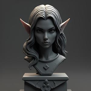 Elven Bust Miniature - 28-32mm Scale