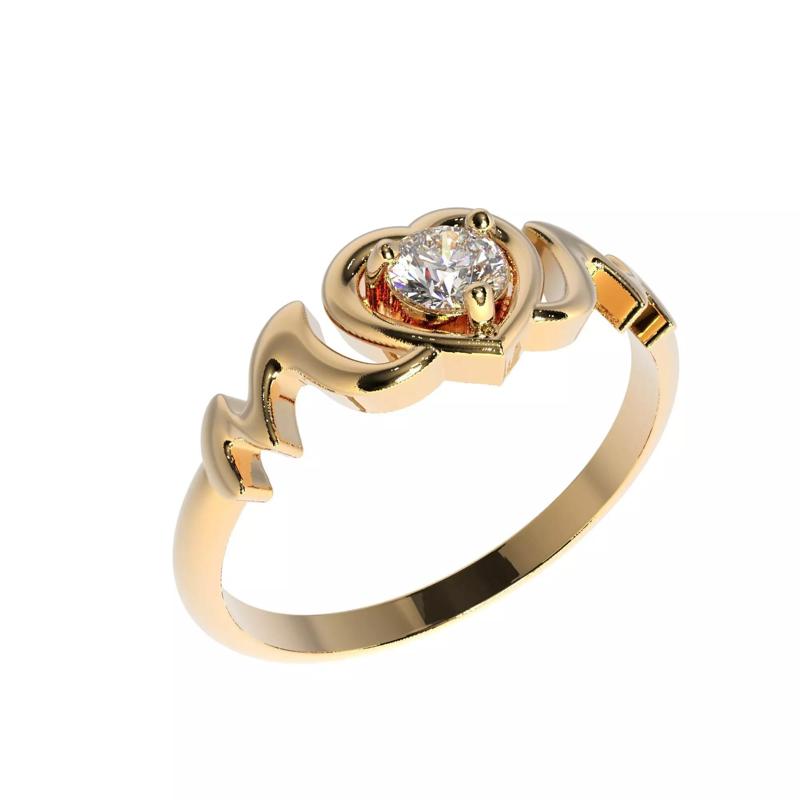 Ring mom heart 4 mm gem