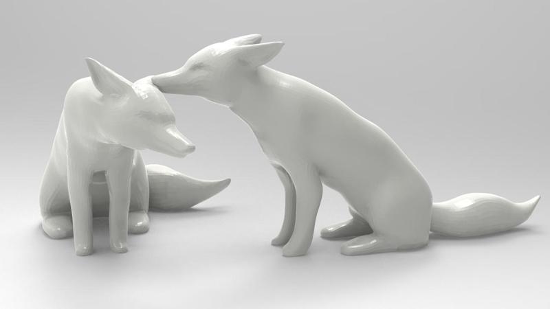 pack of 2 decorative foxes