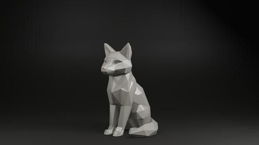Low Poly Fox STL – Geometric Polygonal Animal Statue for 3D Printing