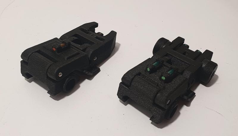Airsoft Flip Up Dual Profile Sight / Fiber Optic / Spring powered