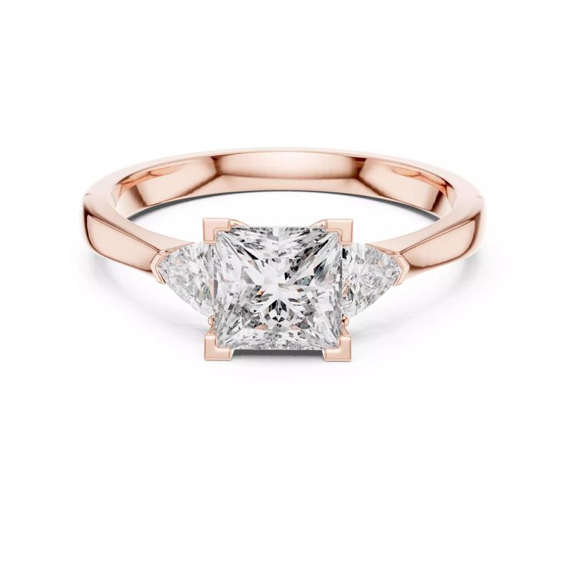 Princess Trillion Trio Solitaire Ring 3dm stl renders animation