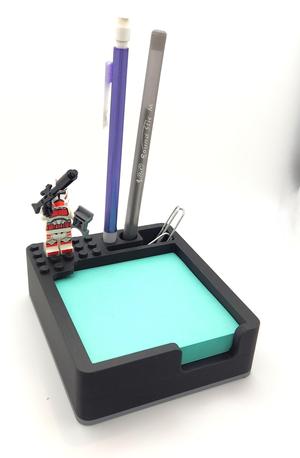 LEGO®-Compatible Sticky Note Holder Small Desk Organizer - STL File