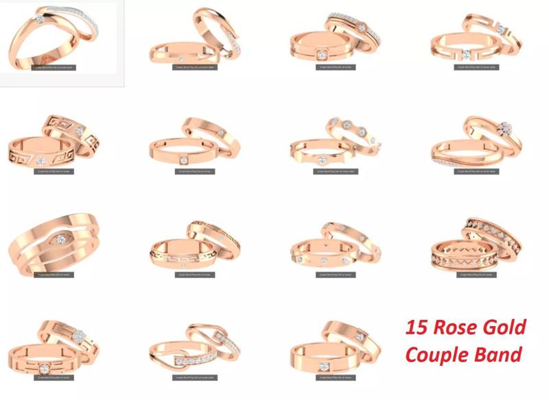 15 Rose Gold Couple Band Ring 3dm stl render detail  3D Model Collection
