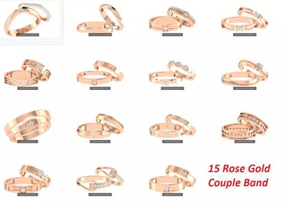 15 Rose Gold Couple Band Ring 3dm stl render detail  3D Model Collection
