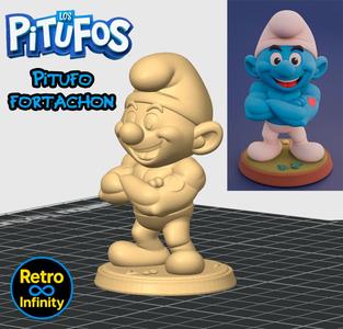 Smurf Fortachón - The Smurfs 3D figure Retro Infinity style (70mm) : vinyl collectible