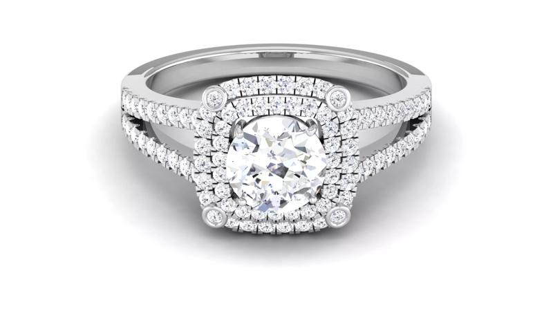 Solitaire Engagement Wedding Double Halo Rings