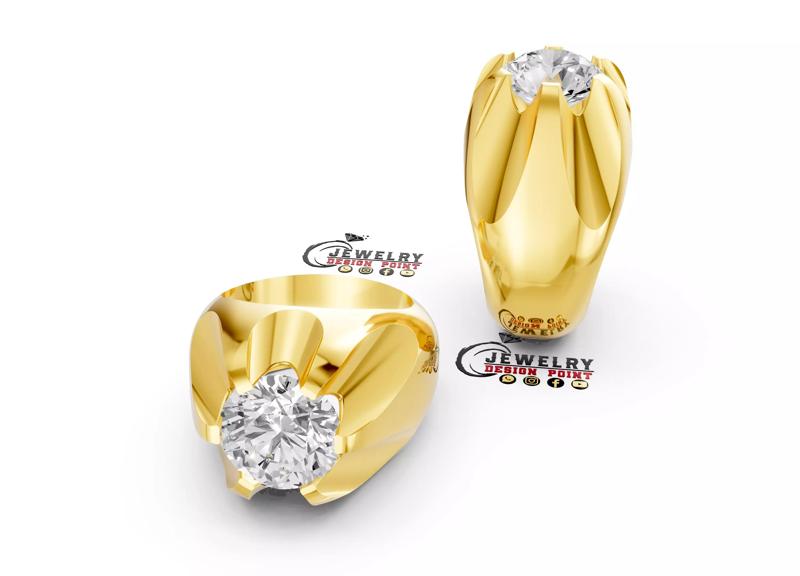Custom Vintage Single Diamond Ring - Signate Soliter  Ring