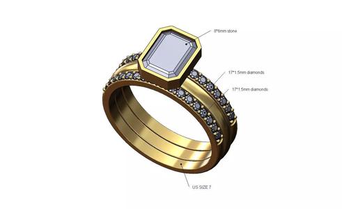 Curved eternity gurads 8x6mm emrerald setting ring US size 7