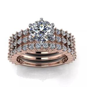 Classic Bridal Engagement Ring with wedding band 6 prongs