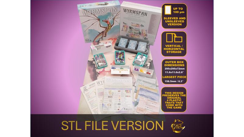 Wyrmspan Board Game Organizer | Insert | Premium Storage Solution | Light Version preserving original trays - STL file for 3D Printing