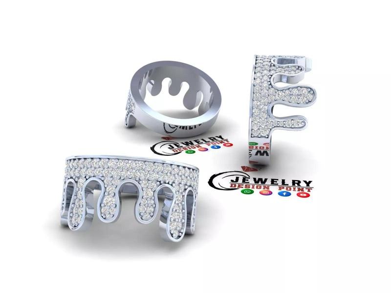 Custom Blood Drips Diamond Ring - Drip Iceout Ring