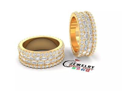 Custom Emerald Diamond Ring - Eternity Band - Diamond Ring