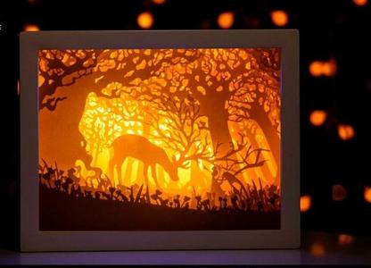Old Deer And Girl light box 