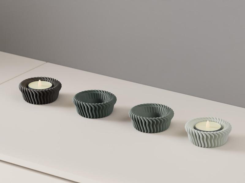 LED candle Holder. Intricate Finned Tealight Stand