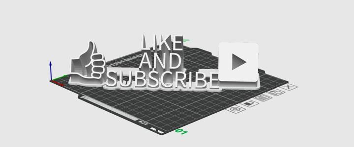 Sweeping 2-line name plate Like And Subscribe with paly button and thumbs up emoji.