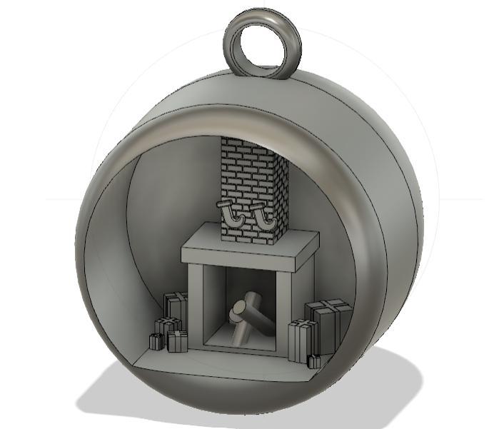 Fireplace Christmas Ornament with Presents and Stockings