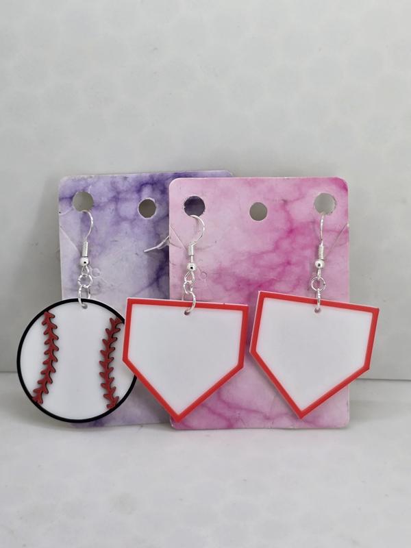 Home Plate and Baseball Earrings