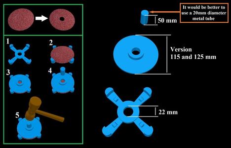 Converter from abrasive felt disc to hole 2